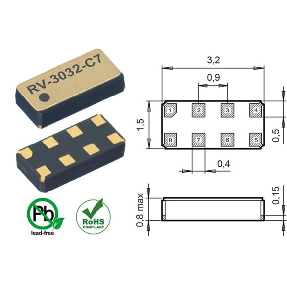 x5 RV-3032-C7 Real-Time Clock Module with I2C Bus New - Picture 3 of 3